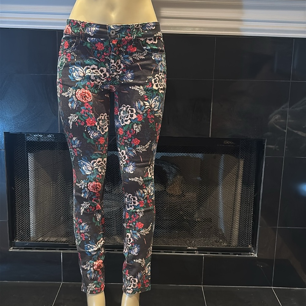 Anthropologie Pilcro & Letterpress Mid Rise Skinny Jeans Floral size 28 - Picture 5 of 8